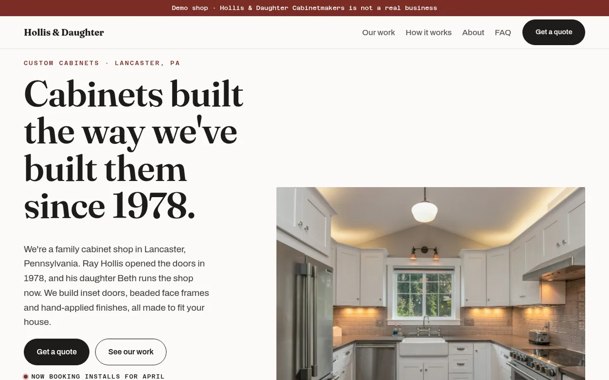 Hollis & Daughter demo site